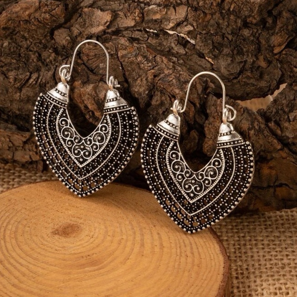 ◾️Boho Earrings / Silver Mandala earrings/ Bohemian flower earrings
